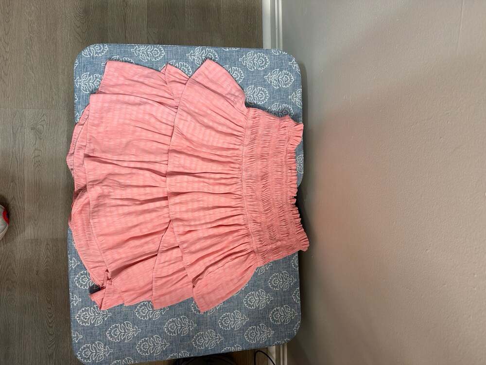 Current Air Los Angeles Pink Smocked Tiered Ruffle Mini Skirt